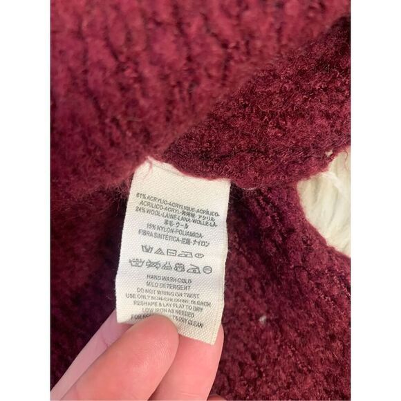 Free People Sweater Fall Friend Oversized Fuzzy Textured Boho Fall Winter Maroon - Picture 6 of 9